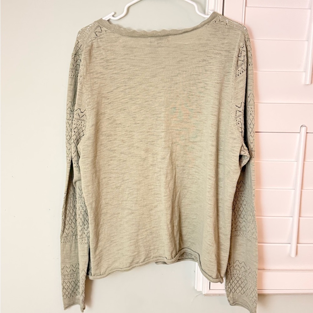 Frye 100% Cotton Open Knit V-Neck Sweater XXL - Picture 3 of 8